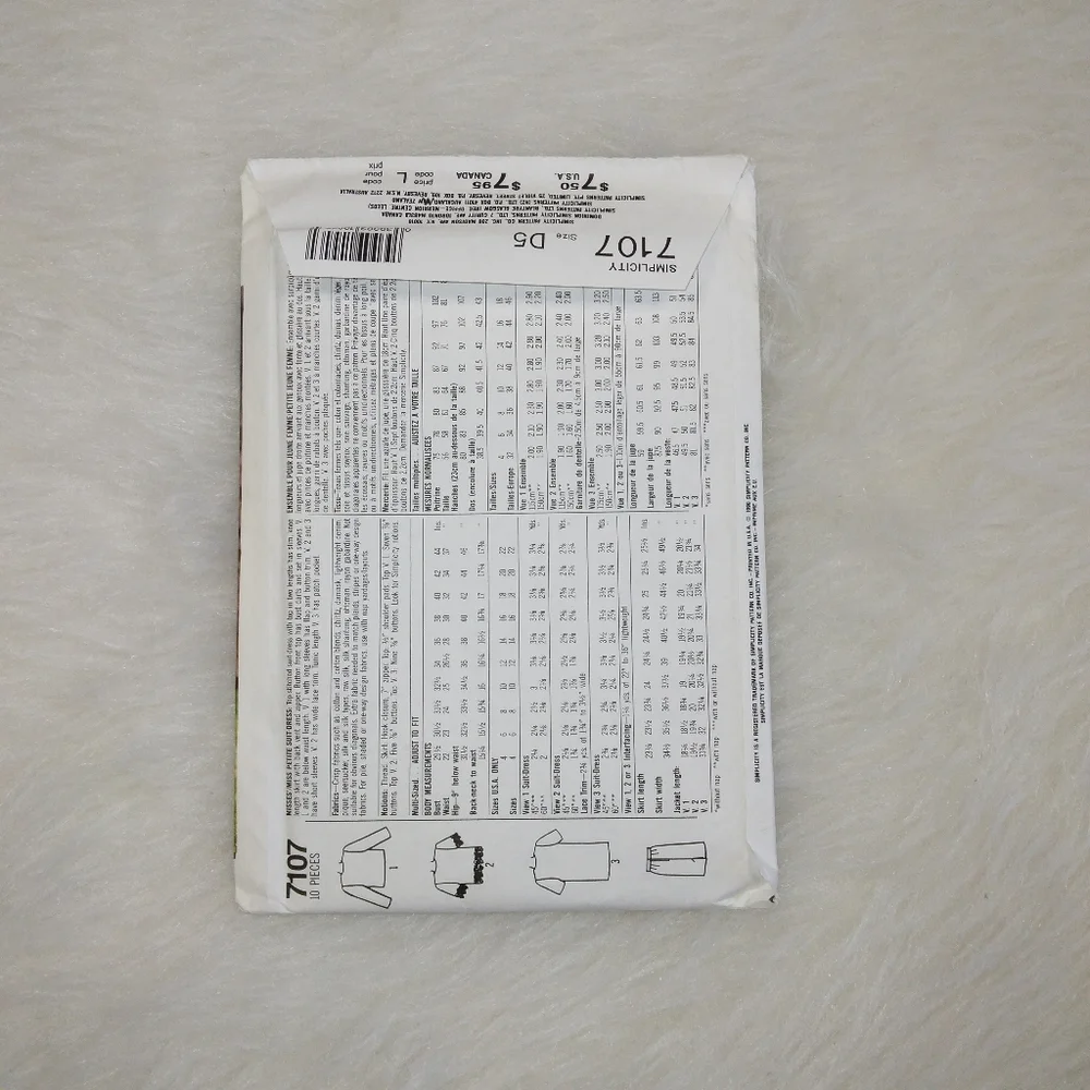 Simplicity 7107 Easy to Sew Misses Suit Dress Size 4-12